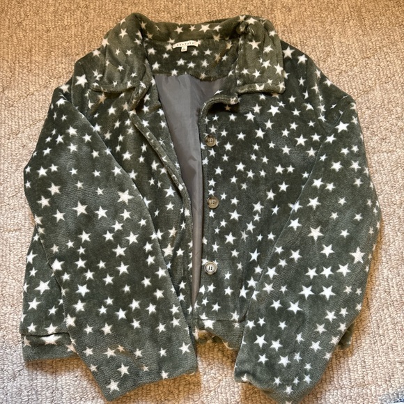 Green and White Star Print Jacket - Picture 1 of 4
